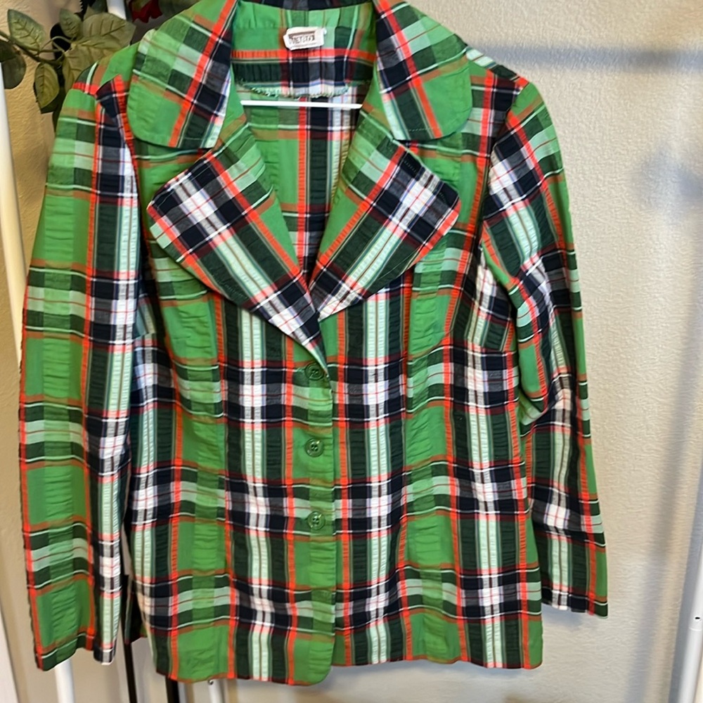 Vintage ❗️70s Montgomery ward ✔️ blazer jacket green plaid